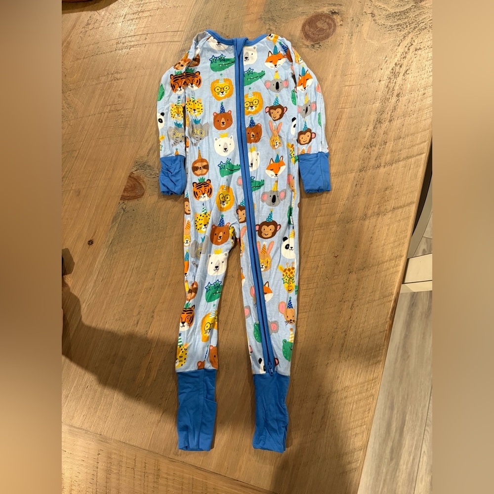 Little Sleepies Light Blue Animal Print Footed One-Piece